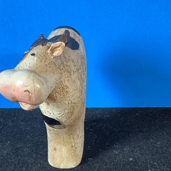 Whimsical Black and Cream Cow Art Sculpture - Picture 3 of 8